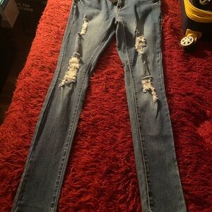 Stylish Ripped Blue Skinny Jeans